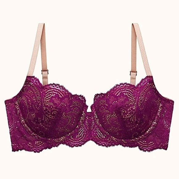 ThirdLove 24/7 Memory Foam Lace Balconette Multiway Adjustable Bra Burgundy 34F - Picture 3 of 8